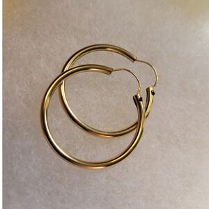Vintage 12K Gold Filled Round Hoop Earrings Minimalist Classic